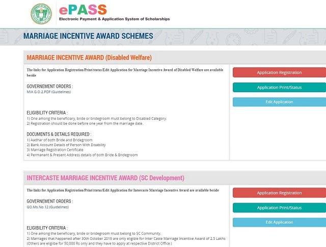 Ts ePass Status for Marriage Incentive Awards